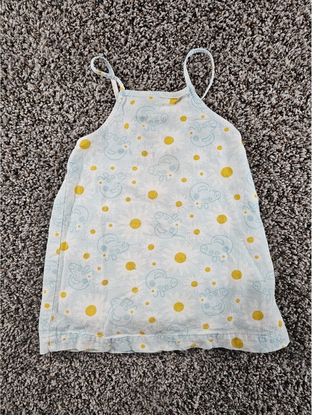 Peppa Pig Toddler Girls Sz 2T Sleeveless Summer Dress Blue Yellow Sundress